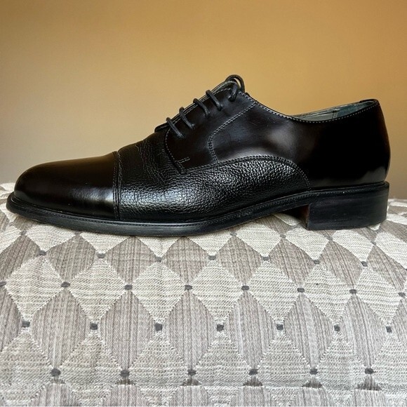 Florsheim Black Leather Cap Toe Lace Up Oxford Shoes Men 11 D Dress Work Classic - Picture 2 of 15